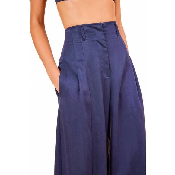 NEW ULLA JOHNSON carine wide leg trouser pants in sapphire - Picture 4 of 6